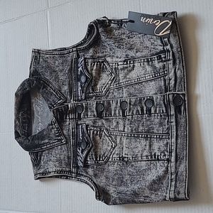 Denim Fox Jeans Denim Black/Gray Dark Blue Girl's Vest Size Medium (EACH)